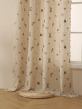 Popxstar 1PC Linen Wheat Fringe Embroidery Hanging Fringe Curtains Living Room Bedroom Window Decoration Blocking Rustic Style Curtains