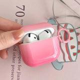 Popxstar  New Gradient Pink Gloss Smooth Soft Silicone Case With Keychain For Apple AirPods Pro 2 3 4 1 Wireless Bluetooth Earphone Cover