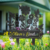Popxstar  A Customizable Flower Sign And Stake, Metal Garden Sign, Garden Decoration, Personalized Gardening Gift, Garden Name Sign