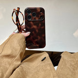 Retro Brown Amber Pattern Shockproof Protective Phone Cover Case for iPhone 17 16 15 14 13 12 11 Pro Max Plus Air