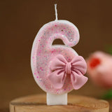 Popxstar Cute Pink Bow 3D Number Cake Candles for Birthday Party Decorations Birthday Decoration  Cake Decorating Tools