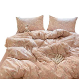 4Pcs Set Floral And Polka Dot Print Styles Duvet Cover Bed Sheet Pillowcase Full-Size Bedspread Set 1.5-Sleeper Bedding Set
