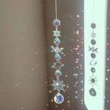 Popxstar Crystal Wind Chime Moon Sun Catcher Diamond Prisms Pendant Gift of Good Luck Outdoor Rainbow Hanging Drop Home Garden Decor