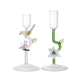 Popxstar  1pc Creative Glass High Footed Light Luxury Romantic Candle Holder Ornament for Home Decoration