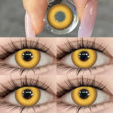 Popxstar 2pcs New Colored Contact Lenses for Eye Anime Eye With Degree Yellow Contacts Lenses Halloween Pupils Makeup Contact Lens