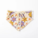 Popxstar Knitted Triangle Scarf Headbands Women Hollow Flower Korean Hair Band Turban Bandana Headwarp Fashion Hair Accessories