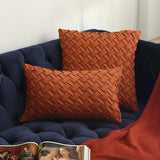 Fashion Car Backrest Cushion Cover Soft Faux Suede Home Decorative Navy Blue Pillow Cover Woven Pattern Green 45x45cm/30x50cm