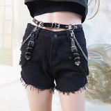 Popxstar Women Skirt Belt Female Pu Leather Hip Hop Rock Nightclub Sexy Jeans Dress Heart Punk Belt with Metal Waist Chain