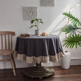 Popxstar Ruffle Round Tablecloth Cotton Flounces Trim Washable Table Cover for Holiday Dinner Party Banquet Kitchen Wedding Decoration