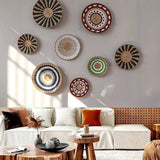 Wall Hanging Pendant Straw Woven Decoration Round-shaped Wall Hanging for Living Room Bedroom New Wall Decoration Moroccan Style