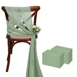 Popxstar 12 Pcs 17x275cm Green  Chiffon Chair Sashes  Wedding Chair Covers Ribbon Wedding Party Aisle Chair Decor