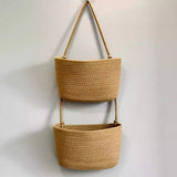 Wall-mounted storage basket storage bag hand knitting Cotton fabric material Nordic style kitchen household Small item storage