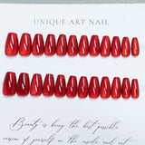 Popxstar  Glossy Cat Eyes Fake Nails Full Cover Almond Black Press on Nail Women Girls DIY Manicure Simple Wearable False Nails Tips 24Pcs