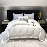 Popxstar  1000TC Egyptian Cotton Premium Solid Color Luxury Embroidery Bedding Set Soft Duvet Cover Flat Bed Sheet Pillowcases 4Pcs
