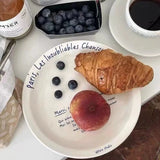 Popxstar Ele White Cerc Western Dinner Plate with  Knot Simple Design Oval ape Fi Plate Home Use Cake Serving Di