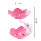 Popxstar  Creative Lotus Flower Soap Box 2 Tier Serving Tray Utensil Holders Suction Wall Tray Floral Soap Dish Shelf Holders Soap Holder