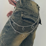 Popxstar Unisex Jeans Pannts Chain Belts For Men and Women Punk Metal Crescent Geometric Bag Chain Hip Hop Hipster Cool Street keychain