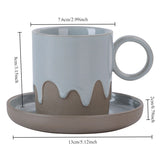 Creative Retro Coarse Ceramic Flow Glazed Coffee Cup Plate Set Latte Cup Home Makeup Cup