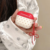 Popxstar  Simple Lovely Polka Dot Red Two Tone Earphone Case For AirPods Pro 2 With Bowknot Pendant Protection Cover For AirPods 1 2 3 4