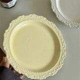 Popxstar French Relief Ceramic Plate Vintage Ceramic Dishes High-end Dining Dishes Dessert Western Cuisine Plate Serving Plates Tableware