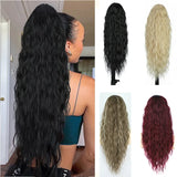 26inch Drawstring Clip in Ponytail Hair Extensions for Black Women Natural Synthetic Water Wave Ponytail Black Blonde Horse Tail