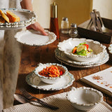 Popxstar Vintage Relief Western Style Dish with Antique Ceramic Tableware Salad and Dessert Dish