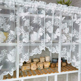 Popxstar 1pc Butterfly Lace Curtains for Kitchen Cafe Curtain Valance Door Panel Rustic Sheer Voile Window Treatment Valance