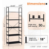 Popxstar 5 Tier Bookcase Bookshelf Modern Book Case For Books Corner Storage Organizer for Bedroom Home Office Kitchen Living Room