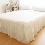 Popxstar  1Pc High Quality Pure Cotton Lace Bed Skirt, Bedspread, Bed Sheet, Bed Cover, Luxury Korean Princess Wedding Bedding Set