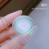 Popxstar Aurora Pearl Nude Pink White Nails Glitter Dust Chrome Moonlight White Rubbing on Powder Shell Mirror Pigment Nail Art Supplies