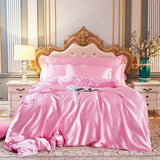 Popxstar High End Queen Duvet Cover Set Silky Soft Cozy King Size Bedding Set Luxury Polyester Satin Smooth Single Double Bedding Sets