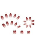 Popxstar 24PCS/1 BOX Gradient Patch  Love Peach Bow See Photochromic Stereo Wear Nail  Fake Nail