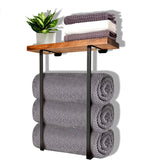Popxstar Wooden Towel Rack Wc Wall Shelf Bathroom Organizer Supplies Art Storage Organization House Accessories