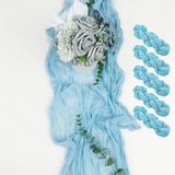 Popxstar 5PCS Sky blue Semi-Sheer Gauze Wedding Table Runner Vintage Cheesecloth Dining Party Christmas Banquets Arches Cake Table Decor
