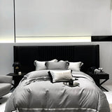Popxstar  Luxury Satin Jacquard Bedding Set 1000TC Lyocell Cotton Soft Silky Duvet Cover Set Bed Sheet/Fitted Sheet Pillowcases 4Pcs