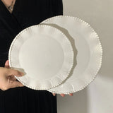 Popxstar Ele White Cerc Western Dinner Plate with  Knot Simple Design Oval ape Fi Plate Home Use Cake Serving Di