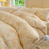 4pcs Thickened Carved Milk Fleece Four Piece Set for Winter Warmth Coral Fleece Duvet Cover Flannel Sheet Pillowcase Bedding