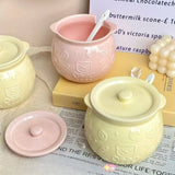 Popxstar  Cute Bear Ceramic Oil Bottle Seasoning Pot Spicy Salt Tank Kitchen Pepper Special bottle With Lid Spoon Kitchen Storage pot