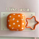 Orange Full Screen Stars Earphone Case For Airpods 1 2 3 4 Protective Cover For Airpods Pro2 Pro3 Charge Box Cases with Hook