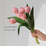 Popxstar  6pcs Hand Feel Moisturizing Tulip Simulation Flowers, Wedding Hand-held Flowers, Home Decoration Fake Flowers