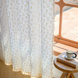 Popxstar Floral Farmhouse Curtains Semi-Blackout Living Room Drapes Cotton Bohemian Window Curtain with Tassel, Rod Pocket, 1 Panel