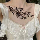 Popxstar  1 Pc Washable Temporary Tattoo, Vivid Red Ink Flower Minimalist Design, Suitable For Daily Use