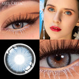 A Pair of Color Contact Lenses Diamond Series Blue Brown with Eye Contact Prescription Strap Diopter Corrected Lenses Naturally