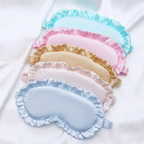 Popxstar Silk Ruffle Sleep Eye Mask Soft Sleeping Eye Covers Multicolor Night Dream Blackout Eye Patches for Woman Man to Sleep Better