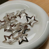 Popxstar 4/10/12pcs Y2k Silver Star Hair Clips Women Grils Alloy Barrettes Metal Glitter Star Hairpin Side Clip Hair Accessories