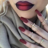 Popxstar 24pcs/set Short Fake Nails for Women Girls Almond Ballet Nail Tips Matte Red Nude Brown Faux Ongles Press on Acrylic False Nail