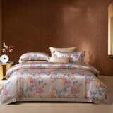 Popxstar  22 Momme Natural Mulberry Silk Luxury Bedding Set Yarn-dyed Jacquard Silk Cotton Duvet Cover Flat Sheet With Pillowcases 4Pcs