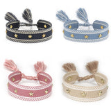 popxstar Hand Woven Bracelets Adjustable Studded Stars Bracelet Fashion Jewelry Gifts