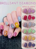 1-6pcs TC New Pink Naked Rose Crushed Diamond Gel Nail Polish Sparkling Explosion Flash Crystal Nail Art Shop Special