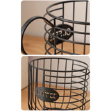 Cup shaped storage basket metal ironwork wood storage rack shelf kitchen living room home hotel restaurant cafe
